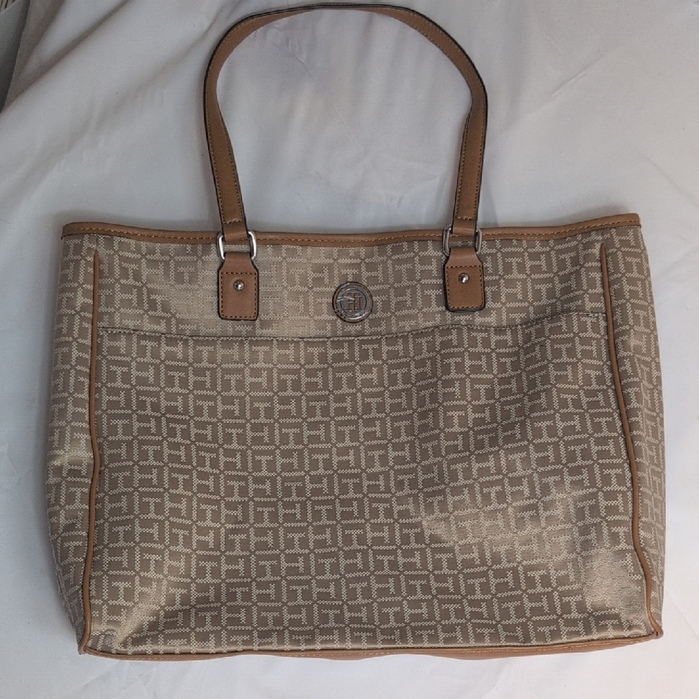 Tommy Hilfiger Beige Monogram Tote